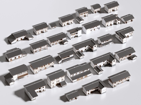 建筑住宅 自建房 农村住宅 自建别墅  农村自建房su模型