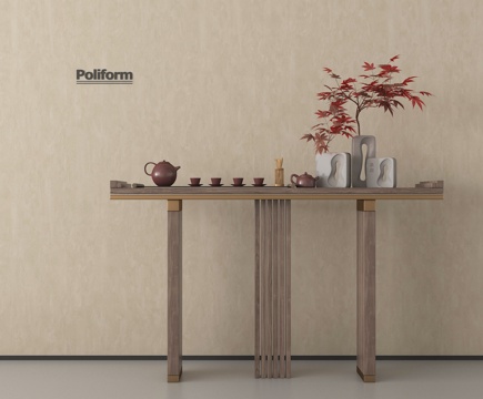 新中式条案 端景台 饰品摆件su模型