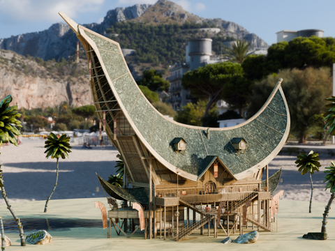 茅草屋 竹屋 木屋 树屋 海景打卡民宿 部落房屋su模型