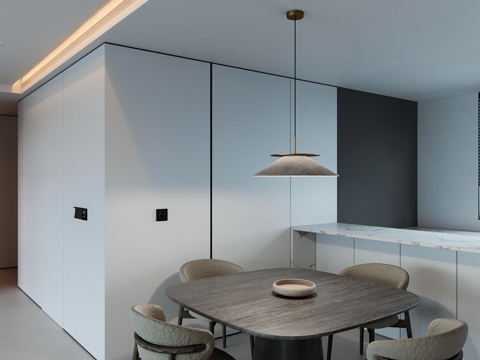  现代餐厅3d模型 