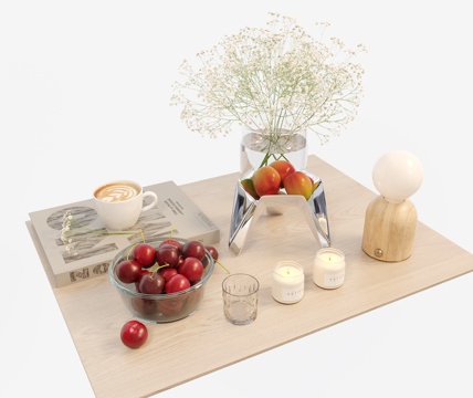 现代摆件组合 餐桌摆件 花瓶摆件 桌面摆件  茶几摆件 绿植su模型