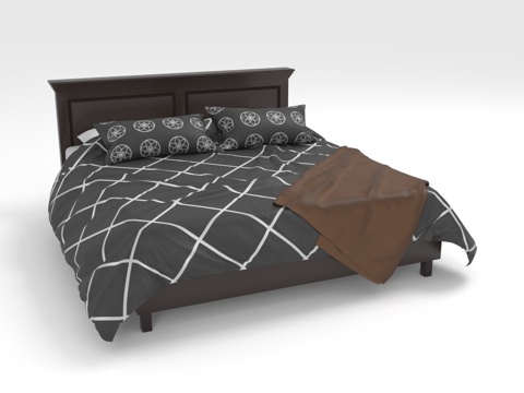  双人床 实木床 简约床 床架 卧室床3d模型 