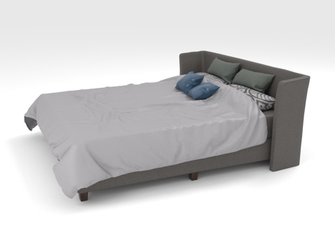  双人床 现代床 软包床 高靠背床 床垫3d模型 