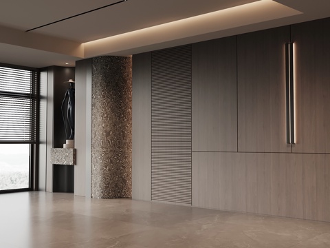 现代意式背景墙su模型