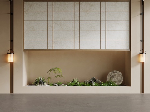 新中式小景观su模型