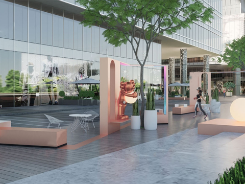 现代商业步行街 商业外摆 文化街区 商业街su模型