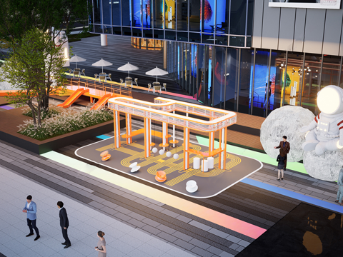 现代商业步行街 商业外摆 文化街区 商业街su模型