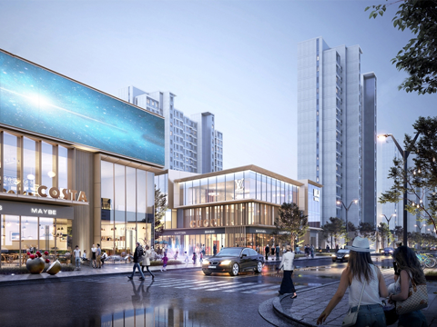 现代商业步行街 商业外摆 文化街区 商业街su模型