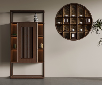  新中式茶柜 置物柜 博古架3d模型 