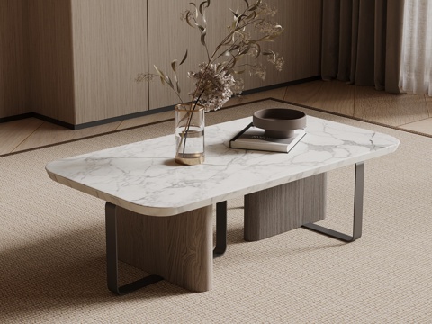 现代茶几 方形茶几su模型