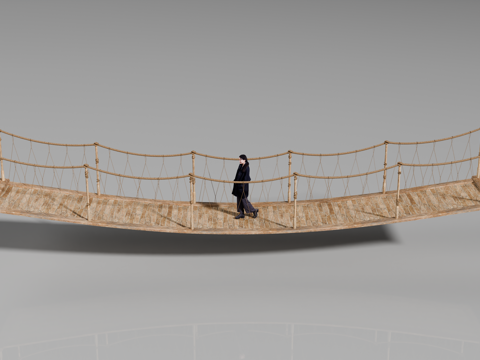 竹桥 木桥 挂桥 竹木绳索桥 麻绳桥su模型