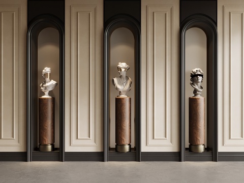 法式护墙板 雕塑摆件 石膏线su模型