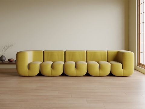 现代多人沙发 布艺沙发 异形沙发su模型