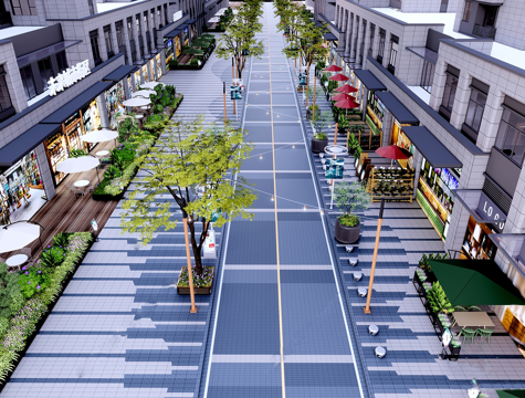 现代商业景观 商业外摆 文化街区su模型