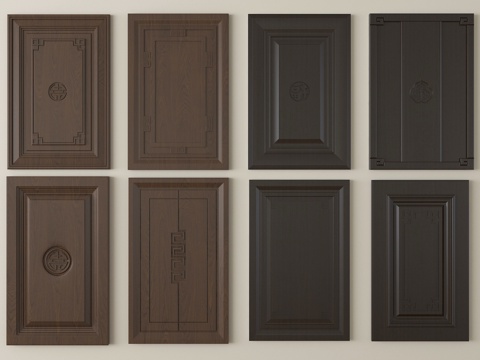 新中式柜门板  门板  衣柜门su模型