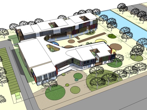 现代风格幼儿园su模型