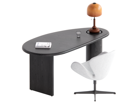 现代中古风书桌椅组合su模型