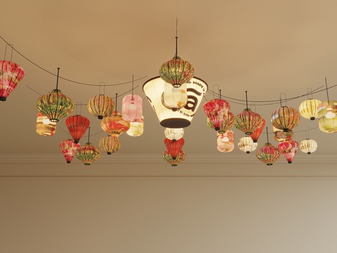 吊灯 露营吊灯 节日吊灯 餐馆吊灯su模型