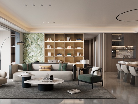  现代意式客餐厅 轻奢意式客餐厅 高级灰客餐厅 海派风客餐厅3d模型 