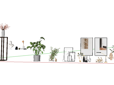 植物摆件装饰品摆件su模型