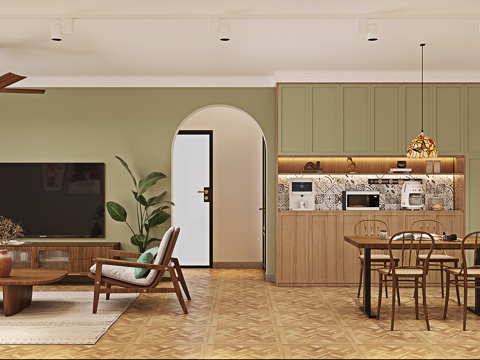  侘寂风客餐厅3D模型3d模型 