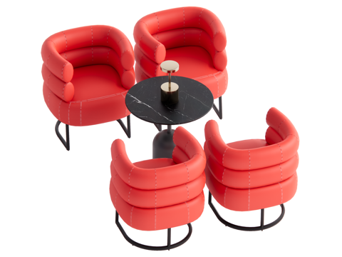 现代休闲桌椅 洽谈桌椅su模型