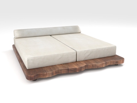  单人床 双人床 背景双人床 圆床 储物床3d模型 