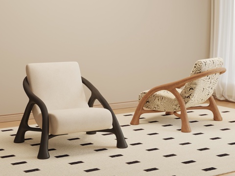 法式中古休闲椅 躺椅 休闲沙发 单人沙发su模型