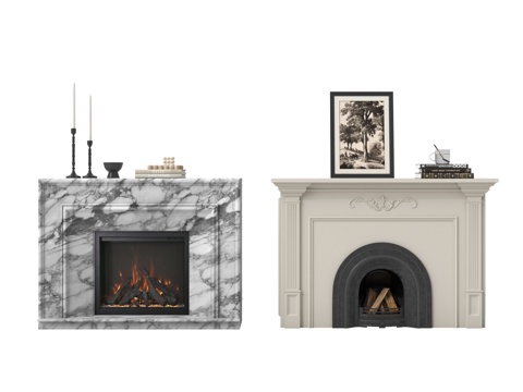 法式壁炉  电子壁炉 火焰 饰品摆件su模型