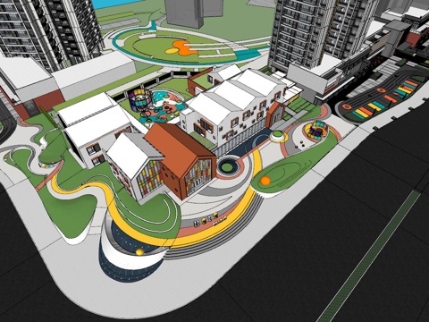 现代风格幼儿园su模型