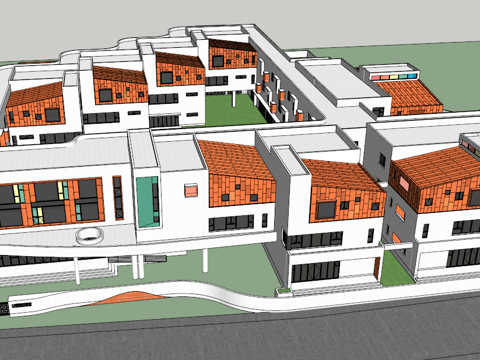现代风格幼儿园su模型