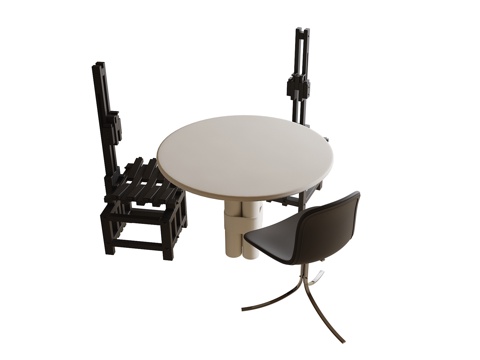 现代圆形餐桌椅 餐椅 单椅 圆形餐桌 书椅su模型