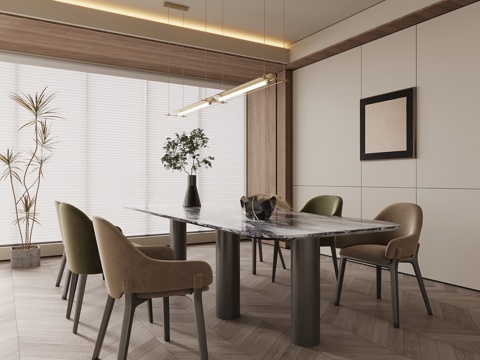 现代意式餐桌椅su模型