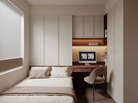 中古风榻榻米书房卧室su模型