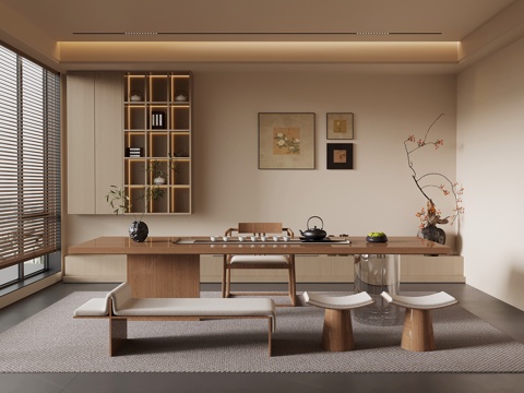 新中式茶室su模型