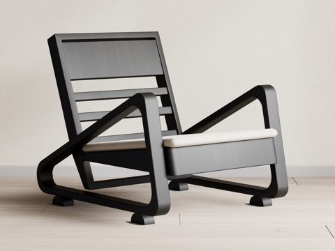 侘寂中古风休闲椅su模型