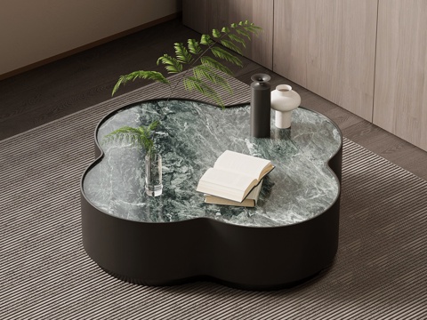 现代意式茶几 异形茶几 梅花茶几su模型