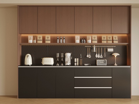 轻奢意式餐边柜 中古风餐边柜 酒柜餐边柜 餐边柜摆件 茶水柜su模型