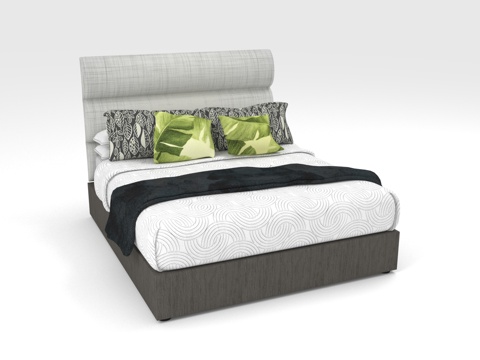  双人床 软包床 现代床 高靠背床 床垫3d模型 