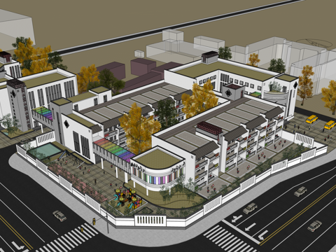 现代幼儿园su模型