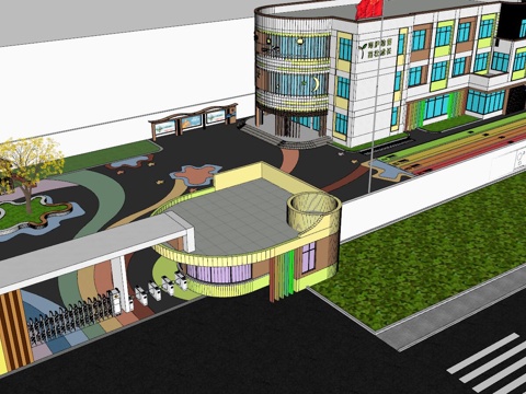 现代风格幼儿园su模型