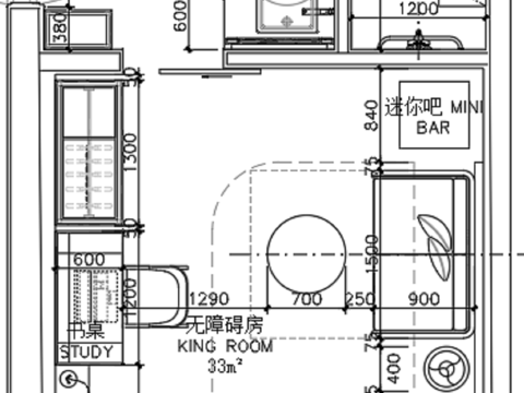 希尔顿无障碍客房户型图平面系统图cad施工图