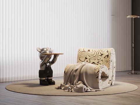 现代休闲沙发 边几su模型