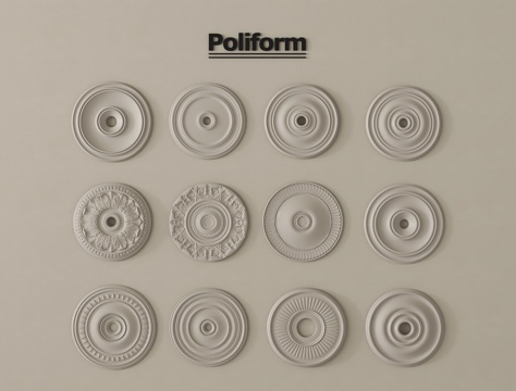 法式石膏灯盘 雕花灯盘 圆形灯盘 石膏构件su模型