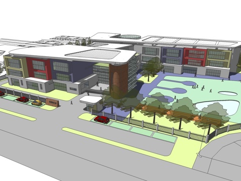 现代风格幼儿园su模型