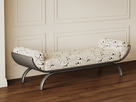 法式复古换鞋凳 床尾凳 长凳su模型