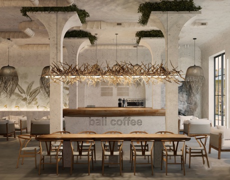 原木风咖啡厅su模型