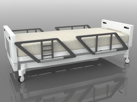  病床 医用床 护理床 床栏 移动床3d模型 