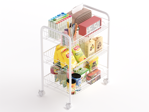 现代零食架小推车su模型