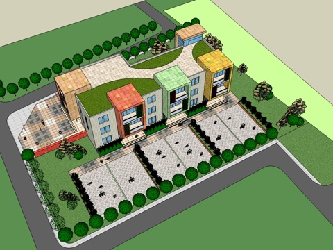 现代风格幼儿园su模型